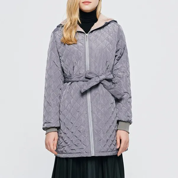 Front Tie Hooded Fleece Coat