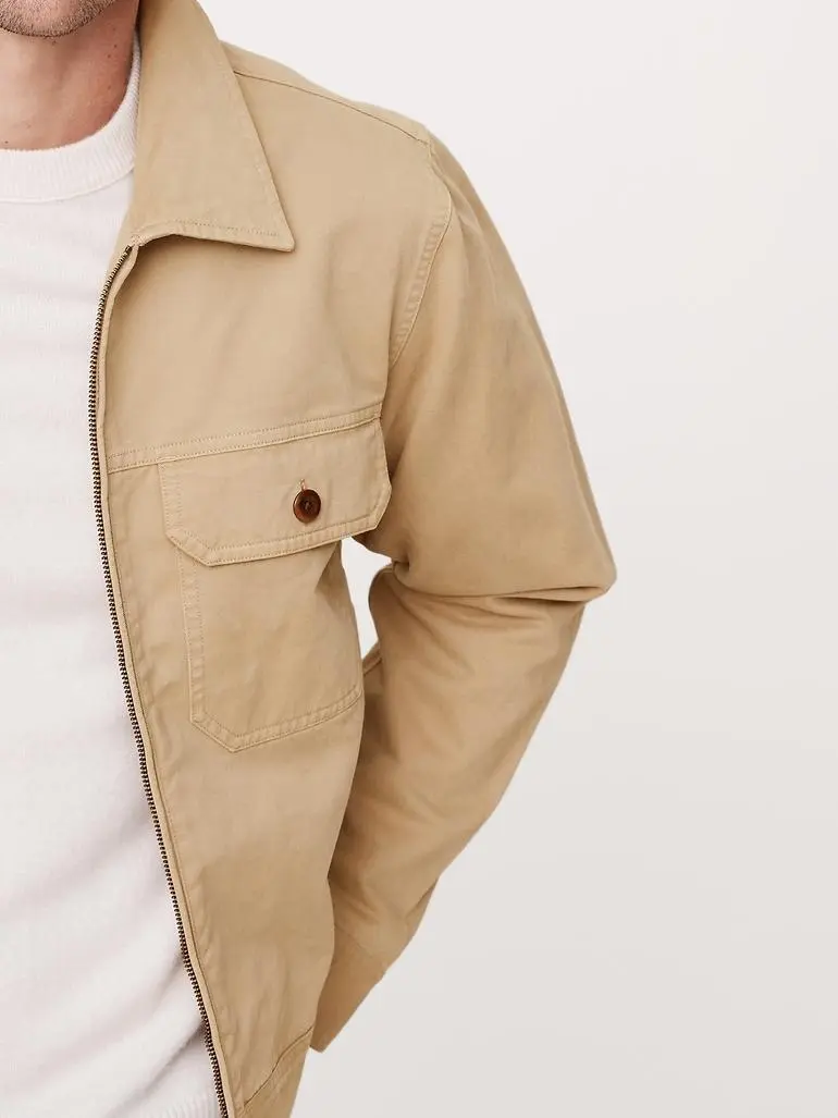 Men's Cotton Workwear Khaki Beige Multi-Pocket Casual Jacket