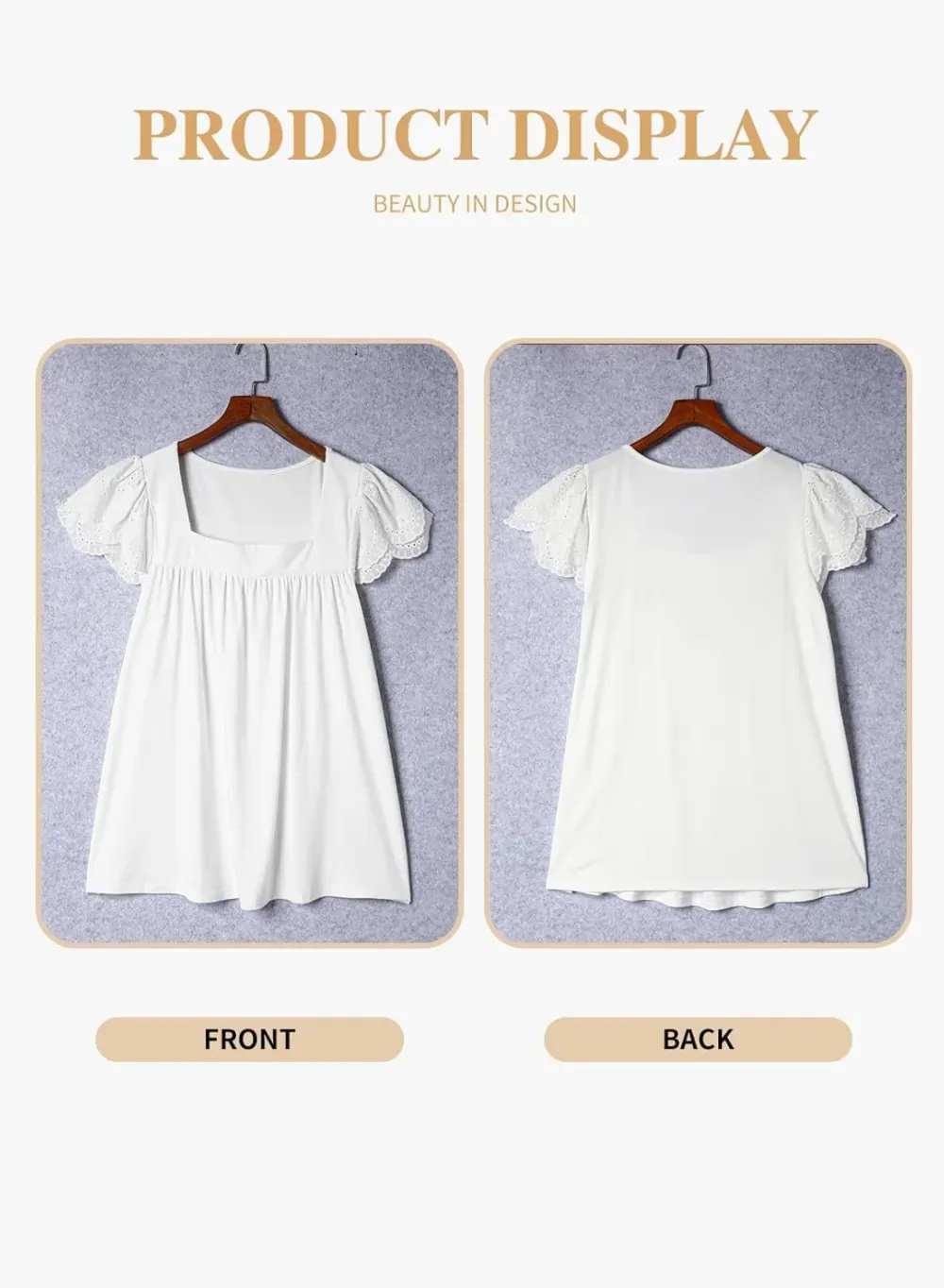 Eytino Womens Plus Size Tops Ruffle Short Sleeve Square Neck Summer Loose Casual Tee Shirts(1X-5X)