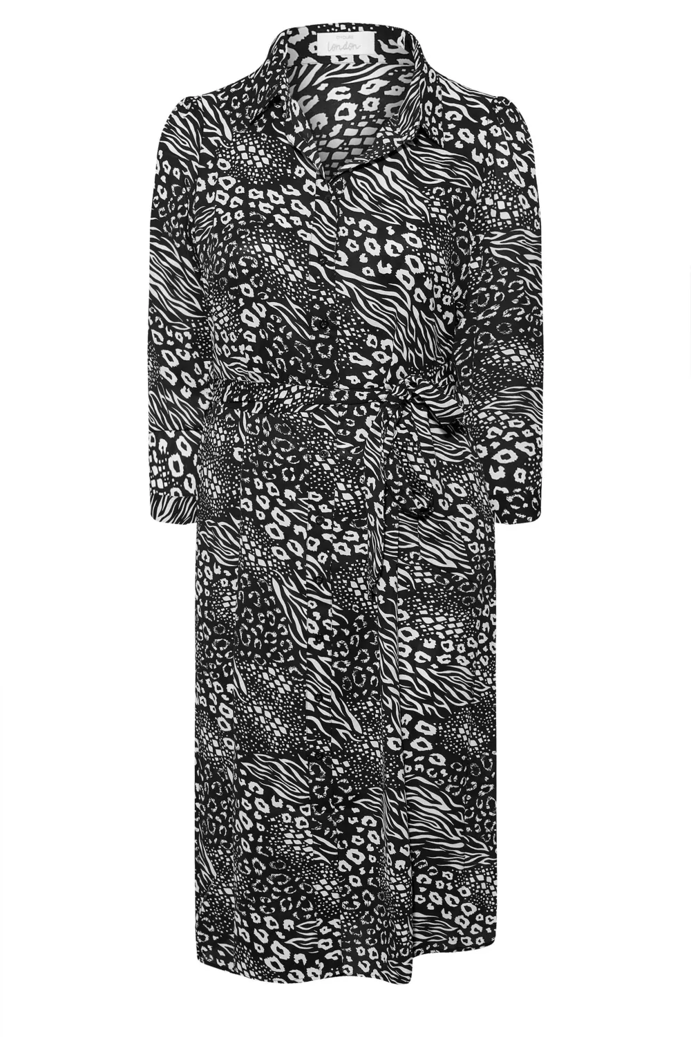 YOURS LONDON Curve Black Animal Print Shirt Dress