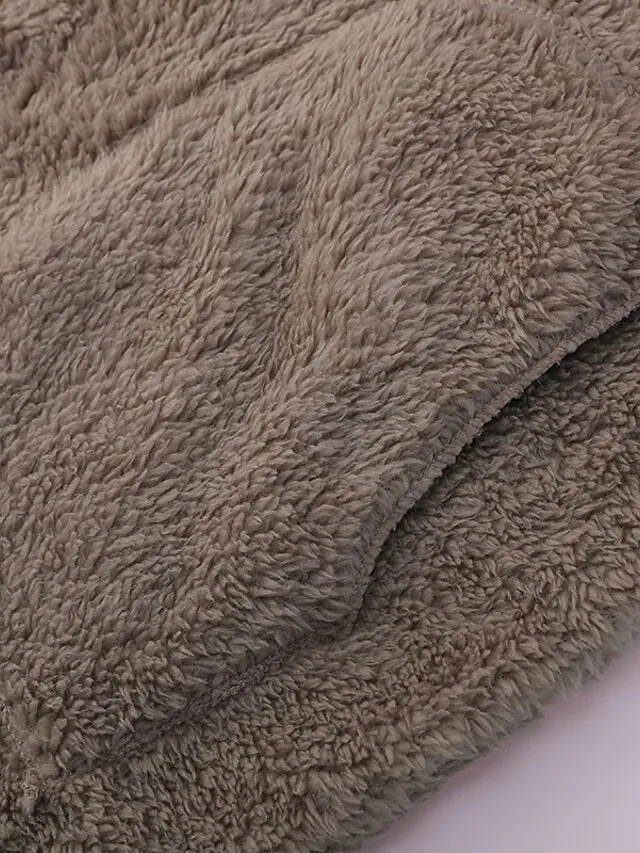 Women's Fleece Jacket Sherpa Jacket Teddy Coat Coat Outdoor Street Daily Fall Winter Long Coat Regular Fit Warm Breathable Casual Jacket Long Sleeve Solid Color Pocket with Pockets Black White Pink
