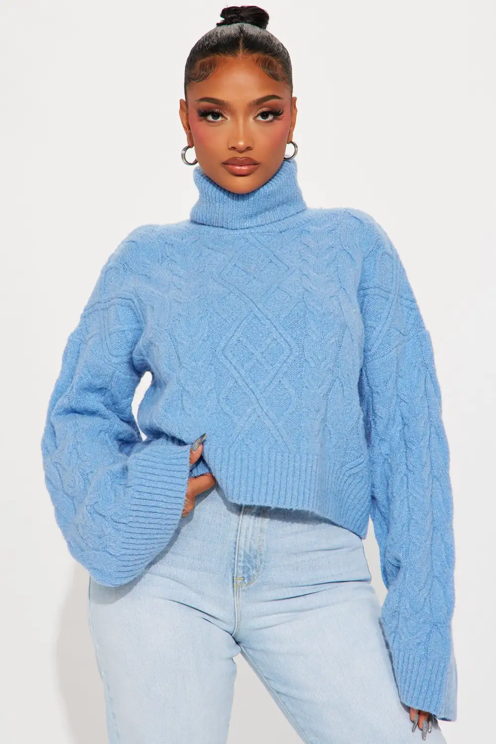 Endless Cuddles Cable Knit Sweater - Blue