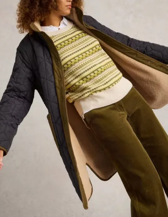 High Neck Lined Quilted Coat