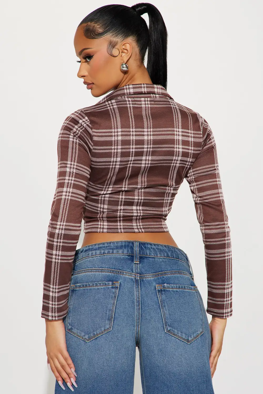 Playing Games Plaid Top - Brown/combo