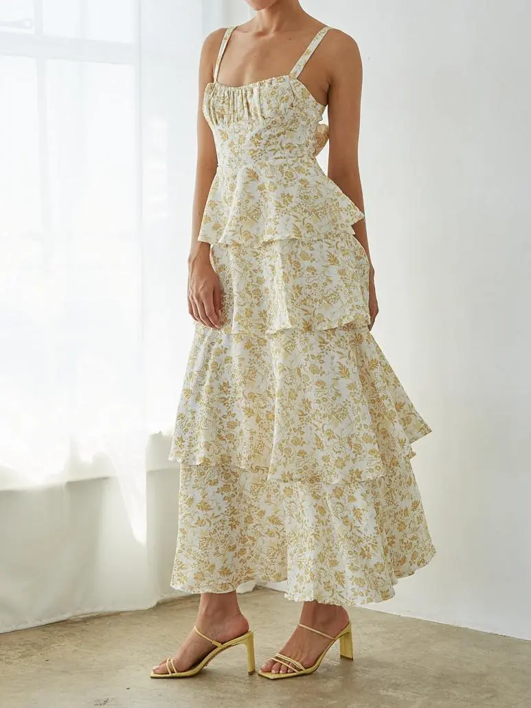 Everlee Bustier Tiered Maxi Dress