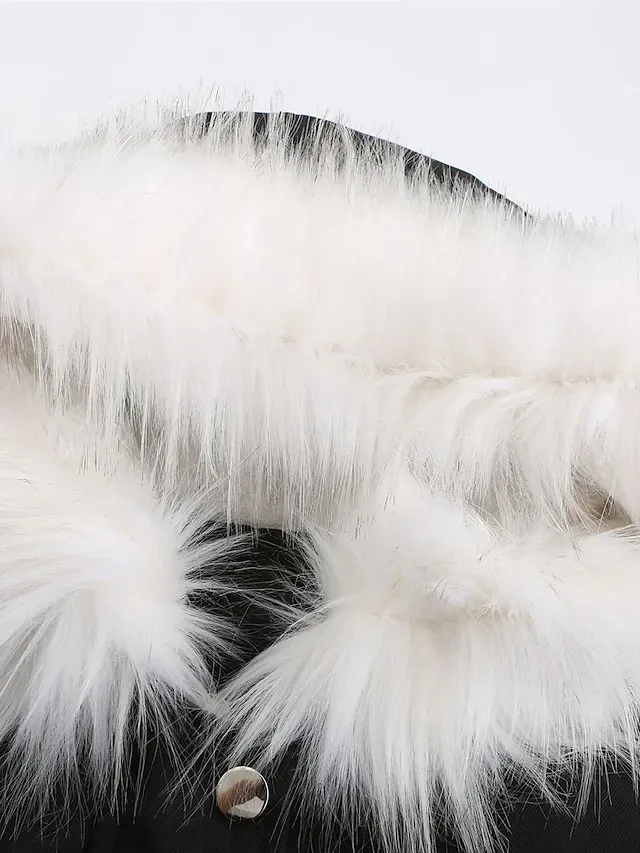 Women's Parka Puffer Coat Thermal Warm Winter Coat Windproof Heated Coat with Fur Collar Fall Zip up Drawstring Fleece Jacket with Pockets Outerwear Pink Black Pink Mid-Length