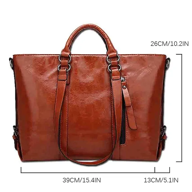 Women's Handbag Crossbody Bag Tote PU Leather Outdoor Office Shopping Zipper Large Capacity Solid Color Orange