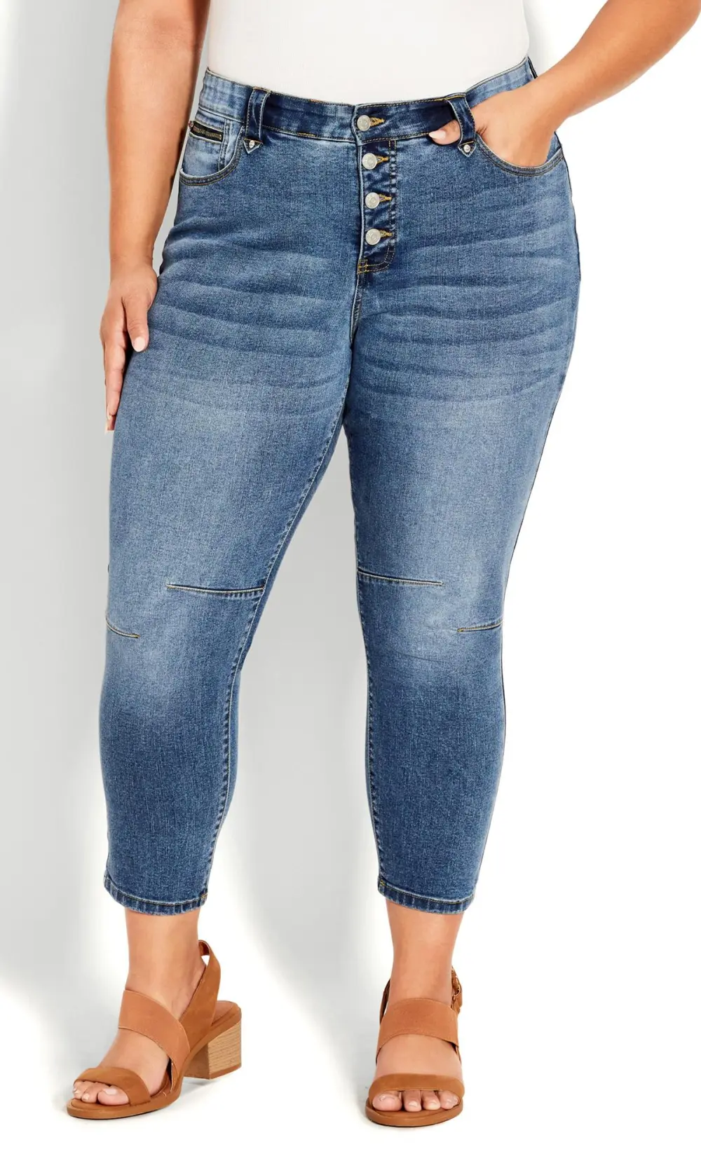 Evans Blue Mid Wash Skinny Jeans