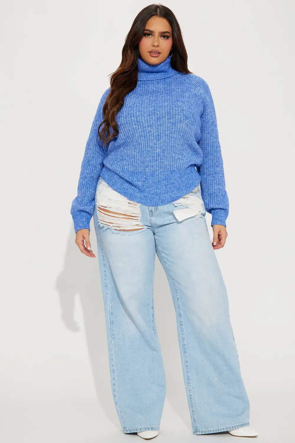 Clover Turtleneck Sweater - Blue