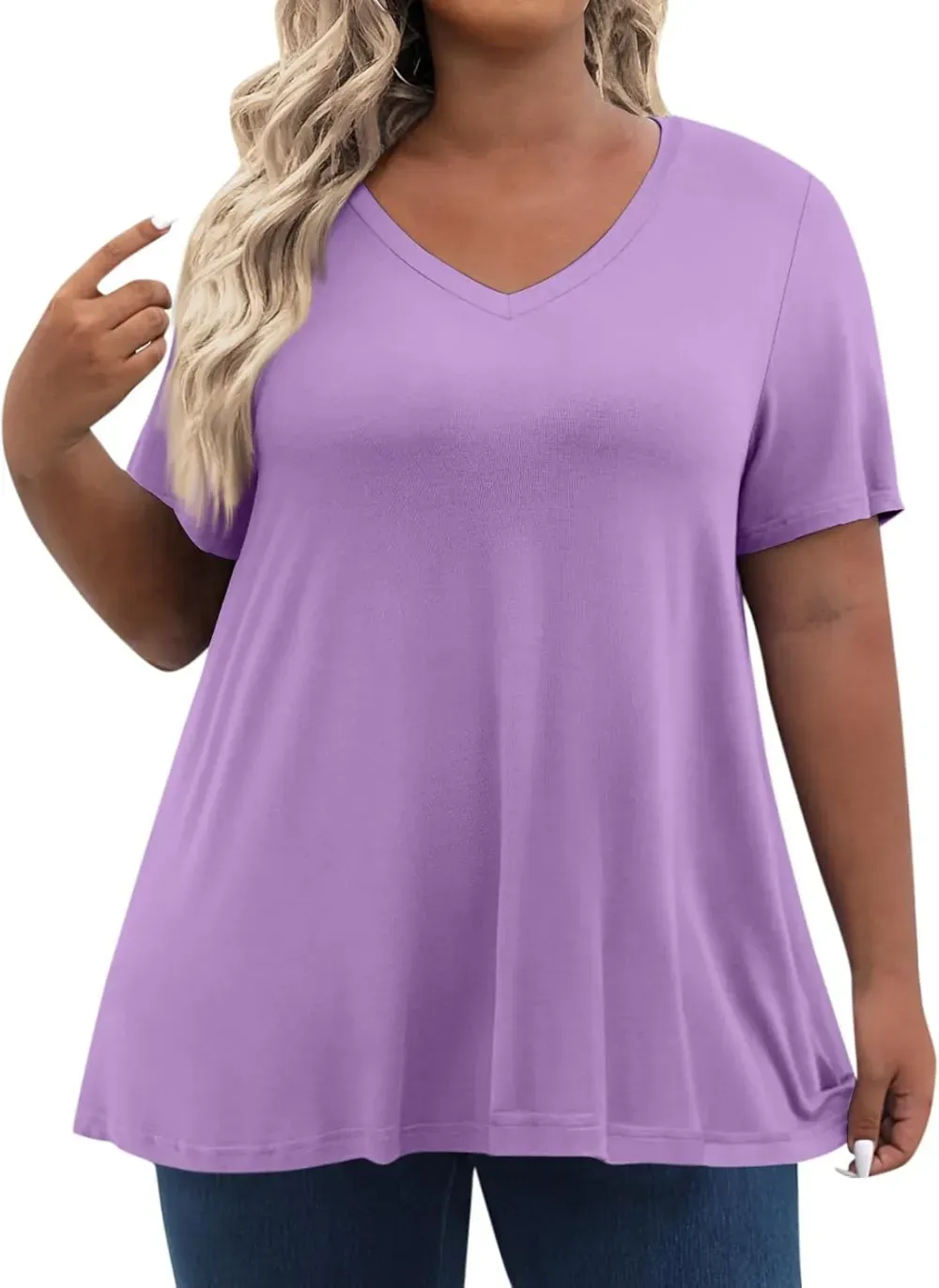 Plus Size Tops for Women Dressy Short Sleeve V Neck Shirts for Women Summer Tops for Women 2024 Floral Print Top