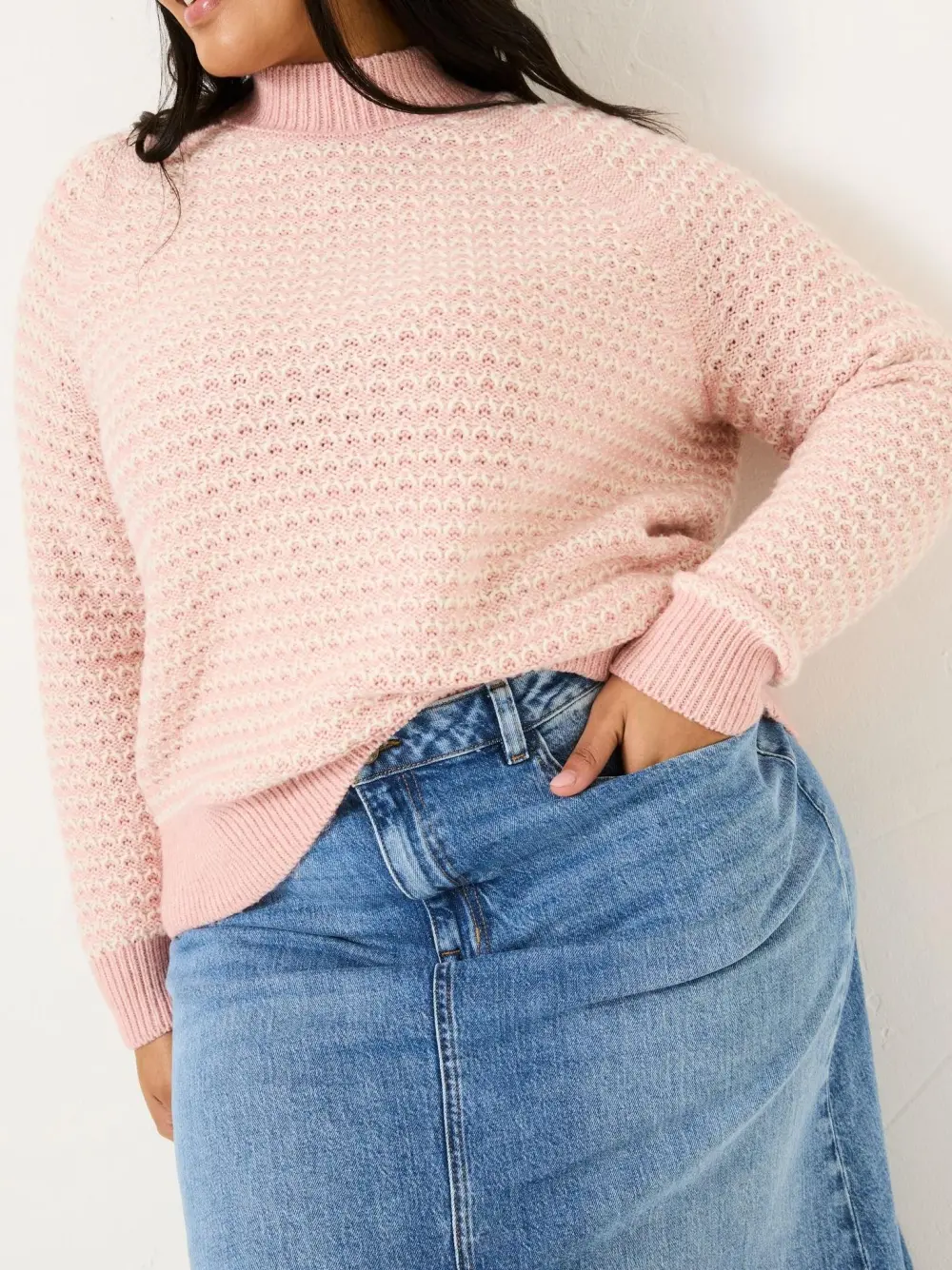 Pink Candy Stripe Knitted Crew Neck Jumper