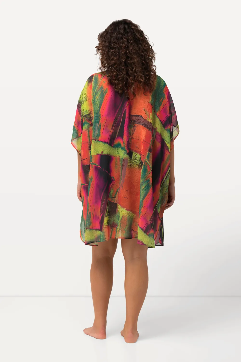 Chiffon-Tunik Oversized V-Ausschnitt Halbarm