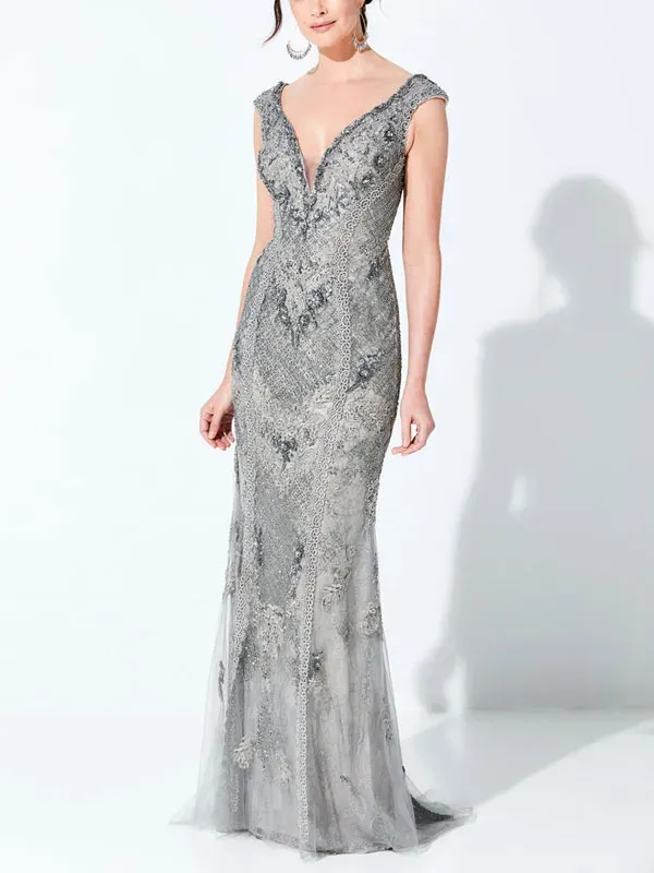 v-neck beaded exquisite temperament ladies dress