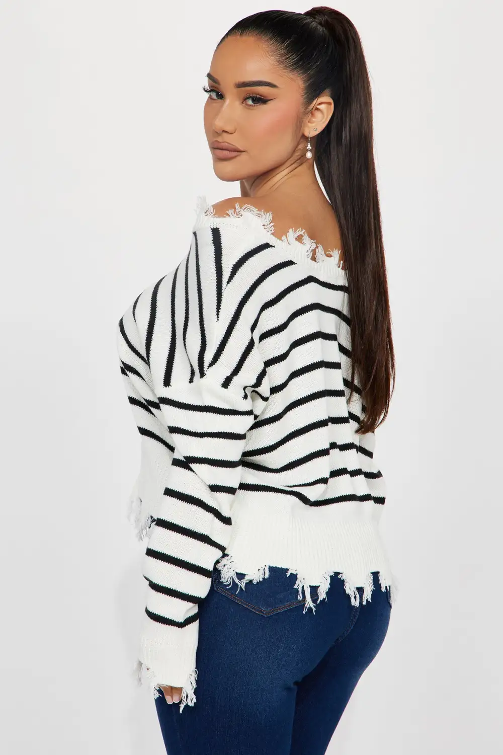 Crushin' It Striped Sweater - Ivory/combo