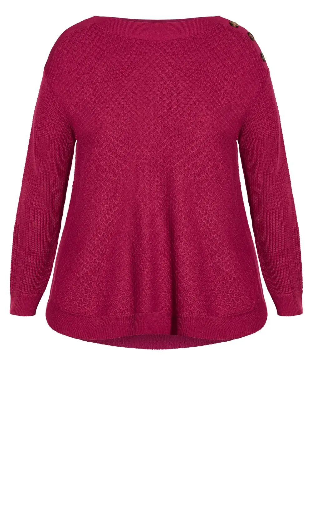 Evans Red Crew Neck Button Detail Jumper
