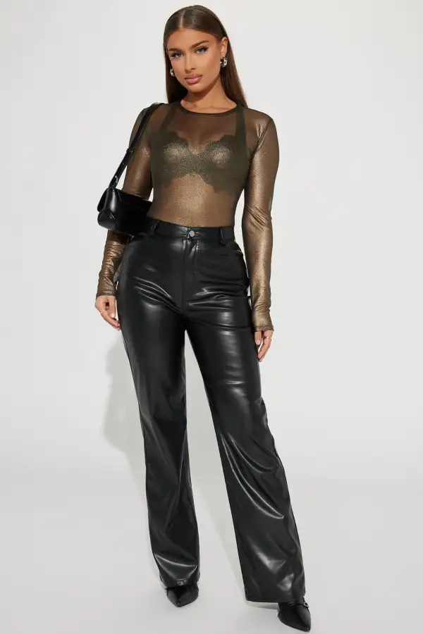 Sneak Peak Metallic Mesh Top - Black/Gold