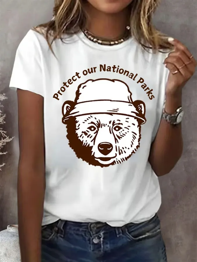 T-Shirt Women Protect Our National Parks Print Crewneck T-Shirt Art Print