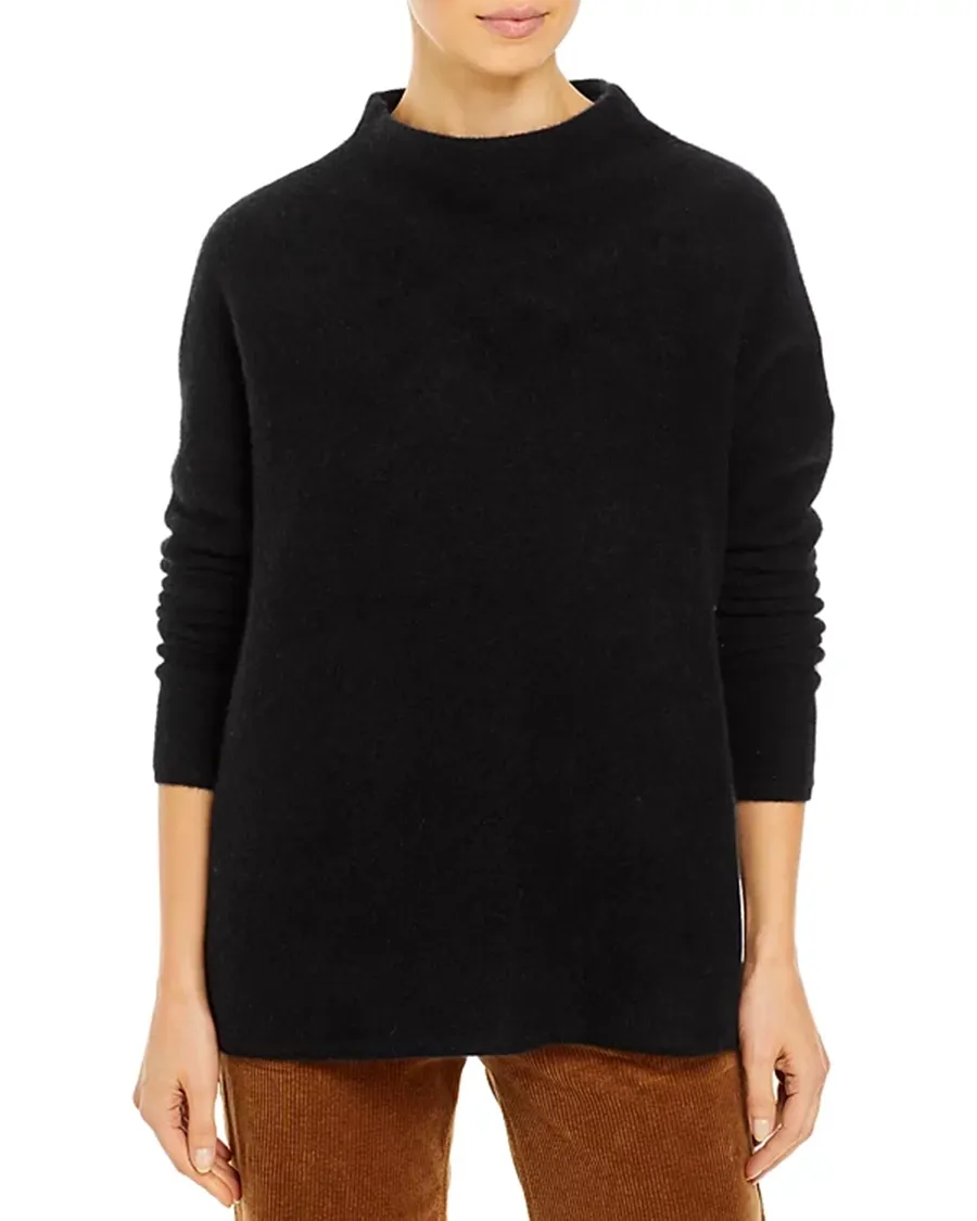 Cashmere Mock Neck Brushed Cashmere Sweater