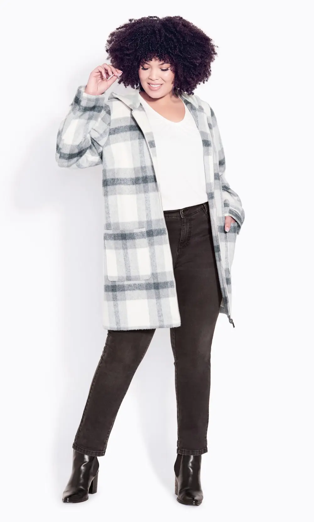 Evans Grey Check Hooded Jacket