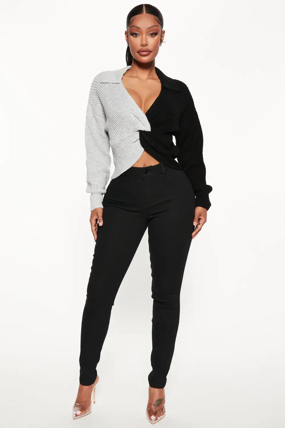 Feeling Knotty Colorblock Sweater - Black/combo