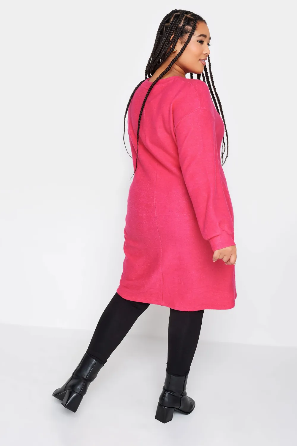 YOURS Curve Hot Pink Soft Touch Midi Jumper Dress