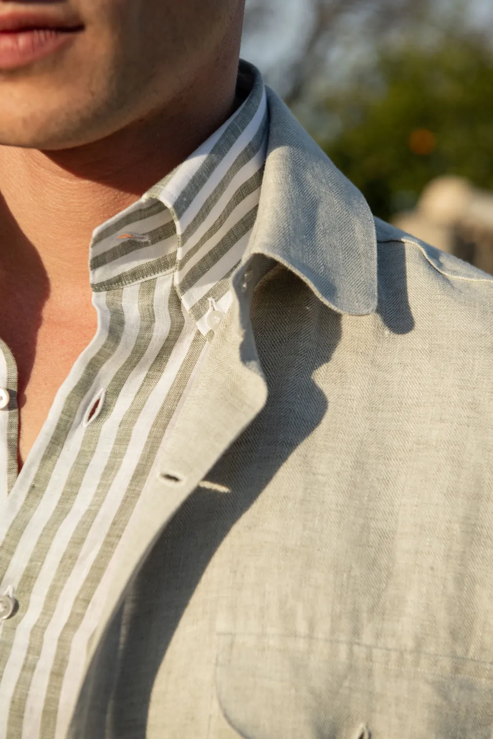 Herringbone Linen Safari Jacket