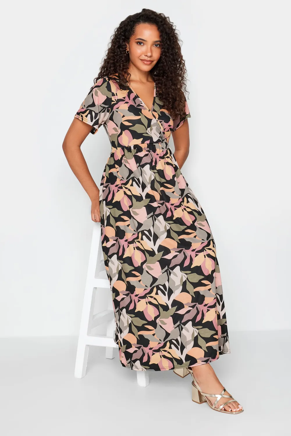 M&Co Black Tropical Print Maxi Dress