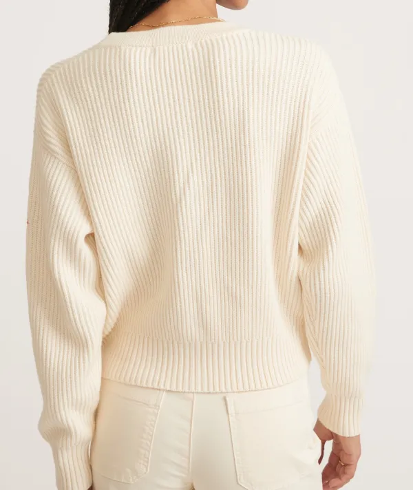 Embroidered Button-up Cropped Cardigan