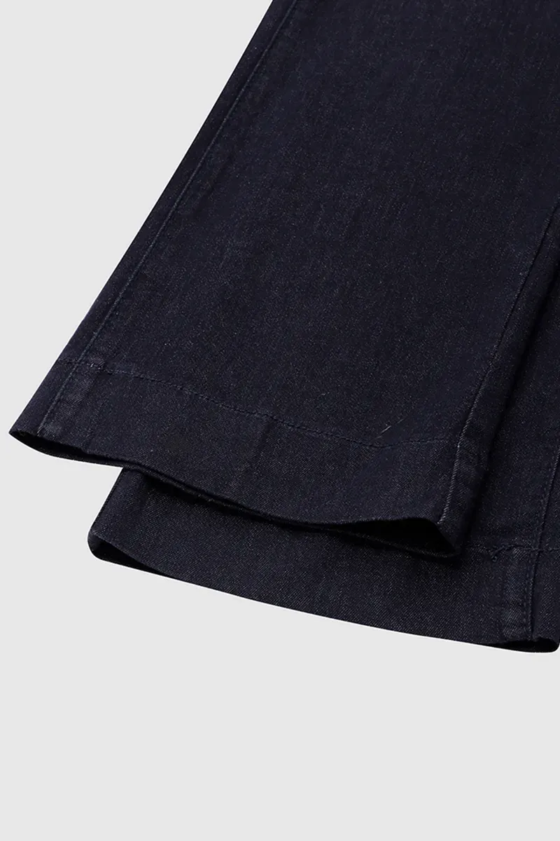 Double Breasted Pocket Detail Flare Mid Rise Jeans