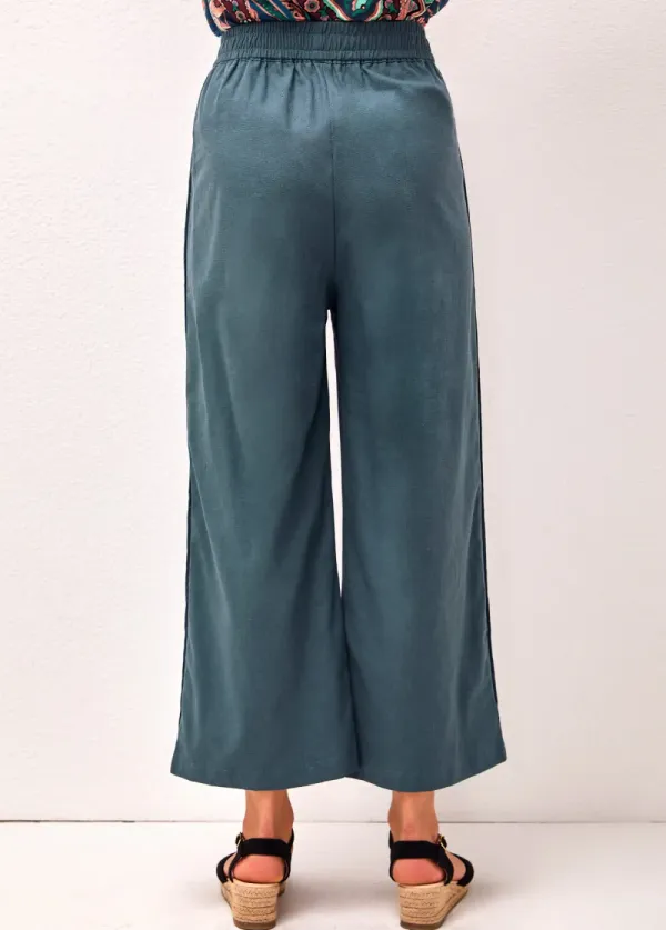 Peacock Blue High Waisted Pockets Pants