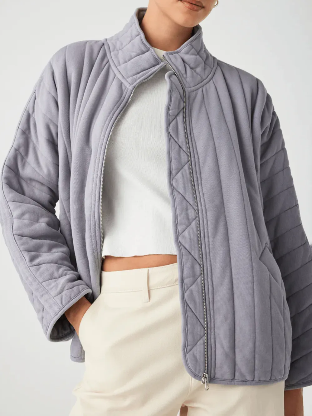 Casual Style Long Sleeve Jacket Cement