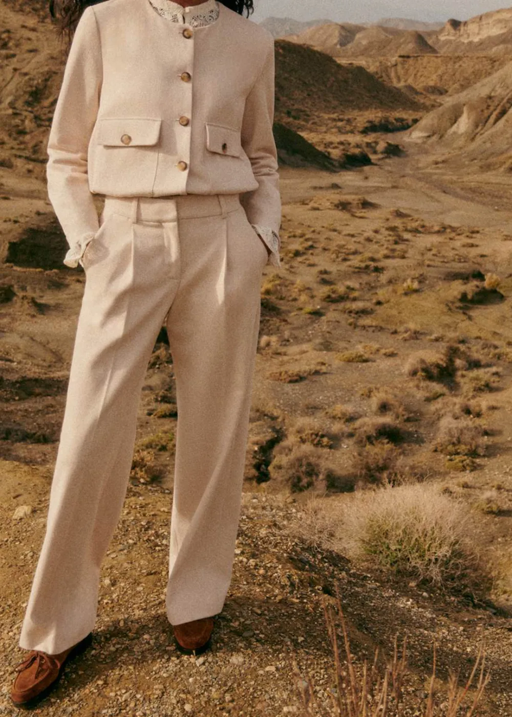 Low-Rise Flat-Pleated Trousers