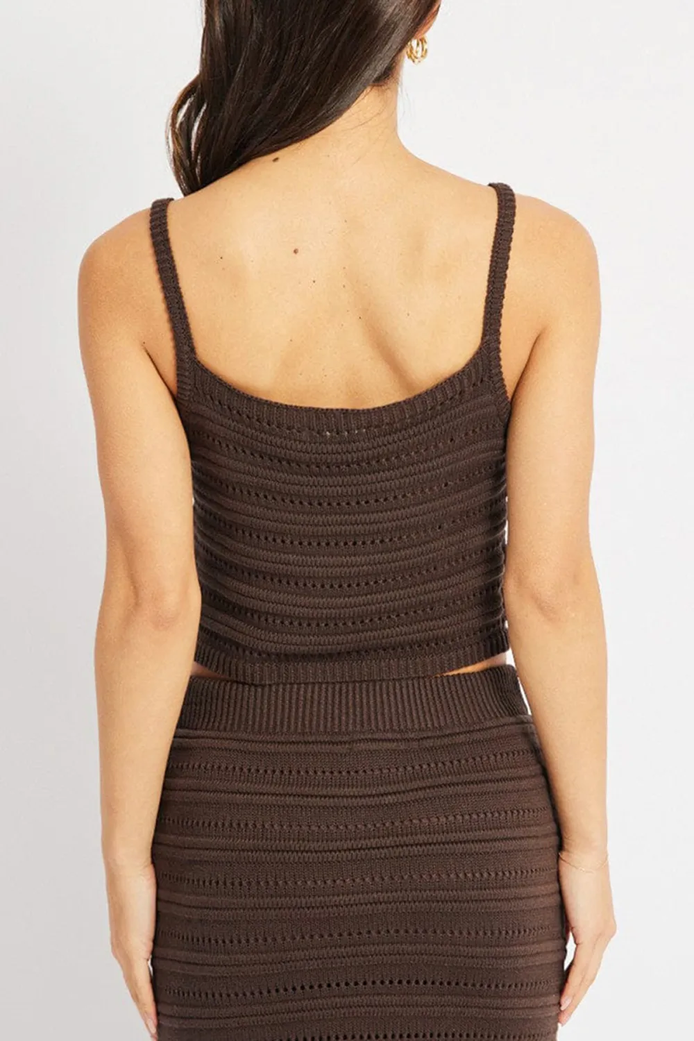 Brown Crochet Knit Tank Top