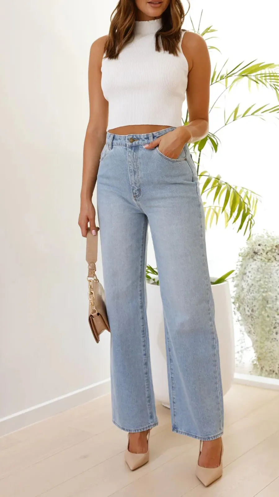 Light-Colored Non-Stretch Jeans