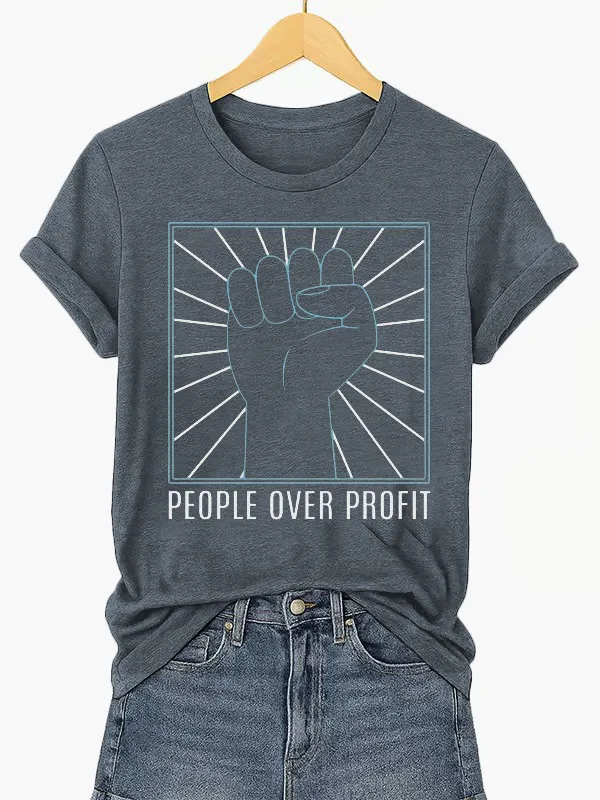 Women'S T-Shirt Women'S FDT “Power To The People” Print Casual T-Shirt