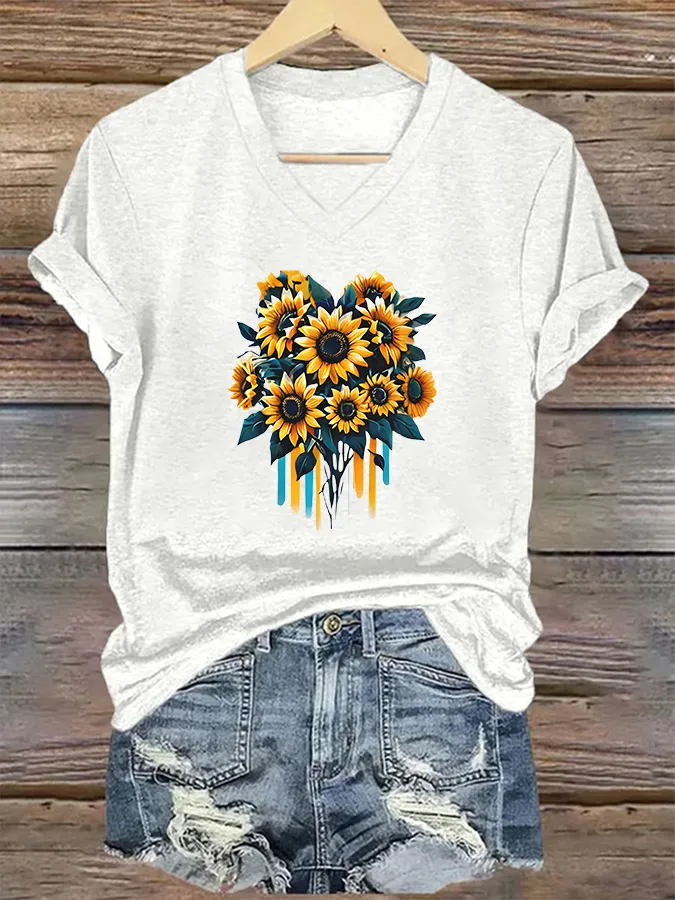 Sunflower Pattern Short-Sleeve T-Shirts