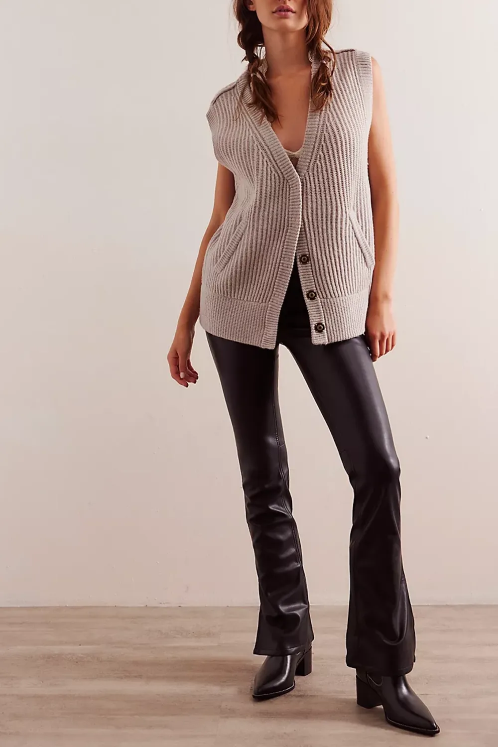 Faux Leather Flared Pants