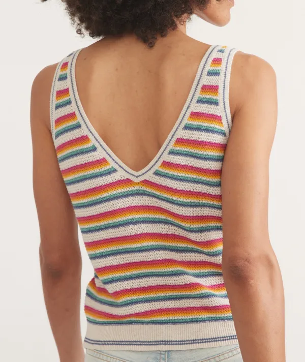 Rainbow Striped V-Neck Sweater Tank