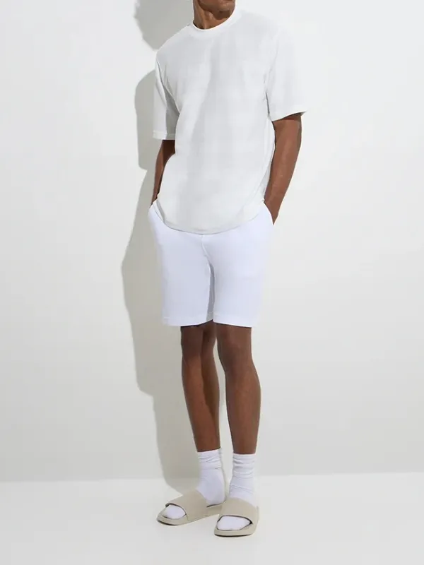 Plain White Loose Cotton-Blend T-Shirt