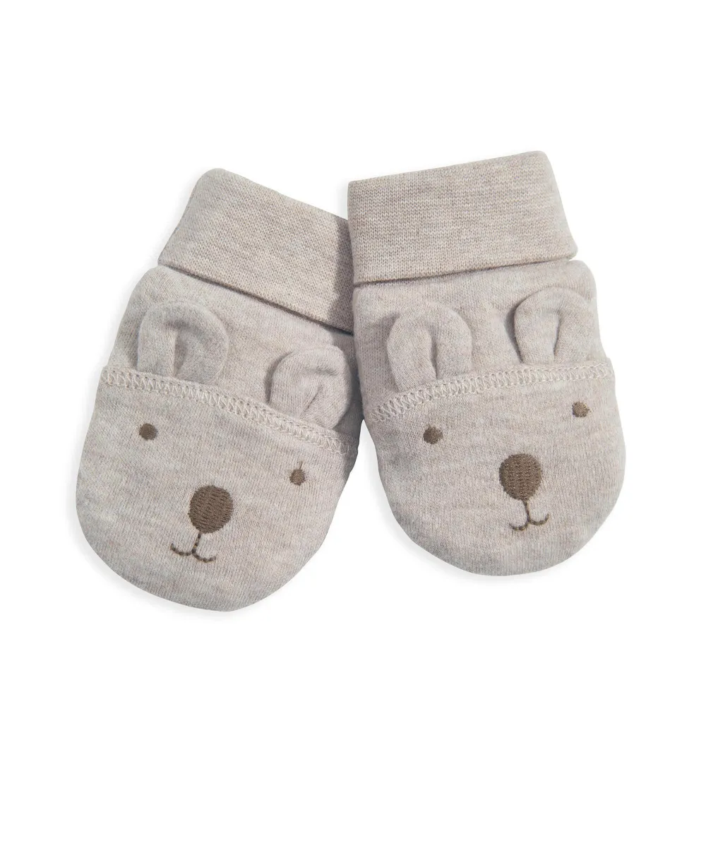 Bear Ear Hat & Mittens Set - Sand