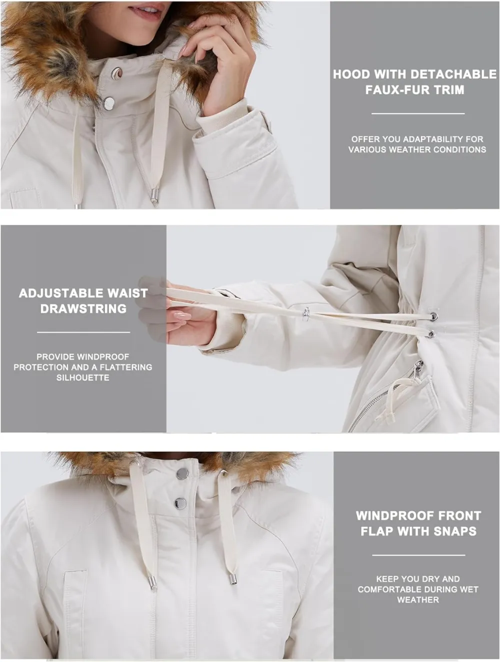 Women's Winter Coats Fleece Lined Parka Jacket Hooded Long Winter Warm Parka Coat with Pockets