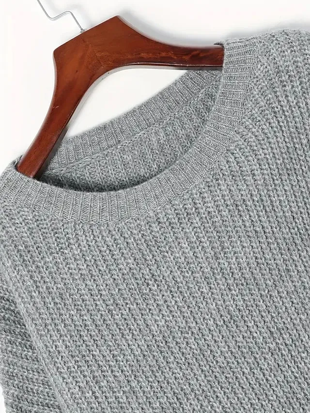 Women's Sweater Dress Knit Dress Jumper Dress Midi Dress Knitwear Warm Fashion Plain Outdoor Daily Going out Crew Neck Long Sleeve 2023 Regular Fit Black Wine Green S M L XL XXL 3XL