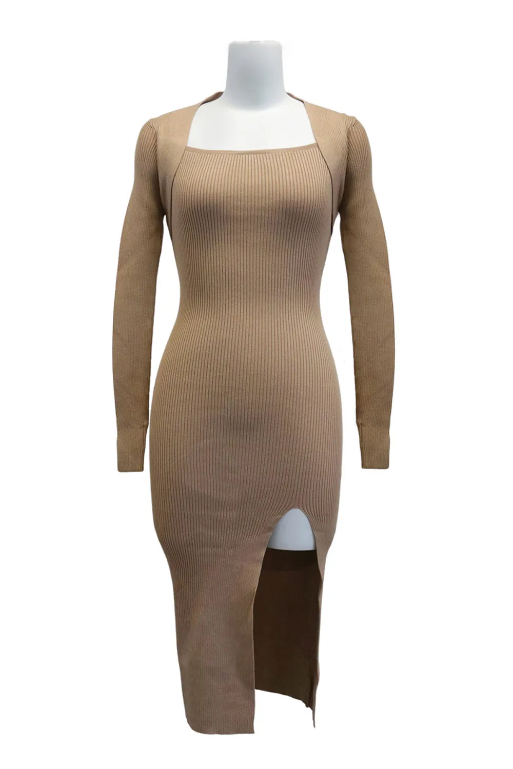 Square Neck Knitted Dress