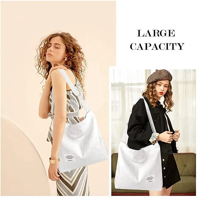 Canvas Tote Bag For Women Retro Large Size Canvas Shoulder Bag Hobo Crossbody Handbag Casual Tote For Shopping And Travel