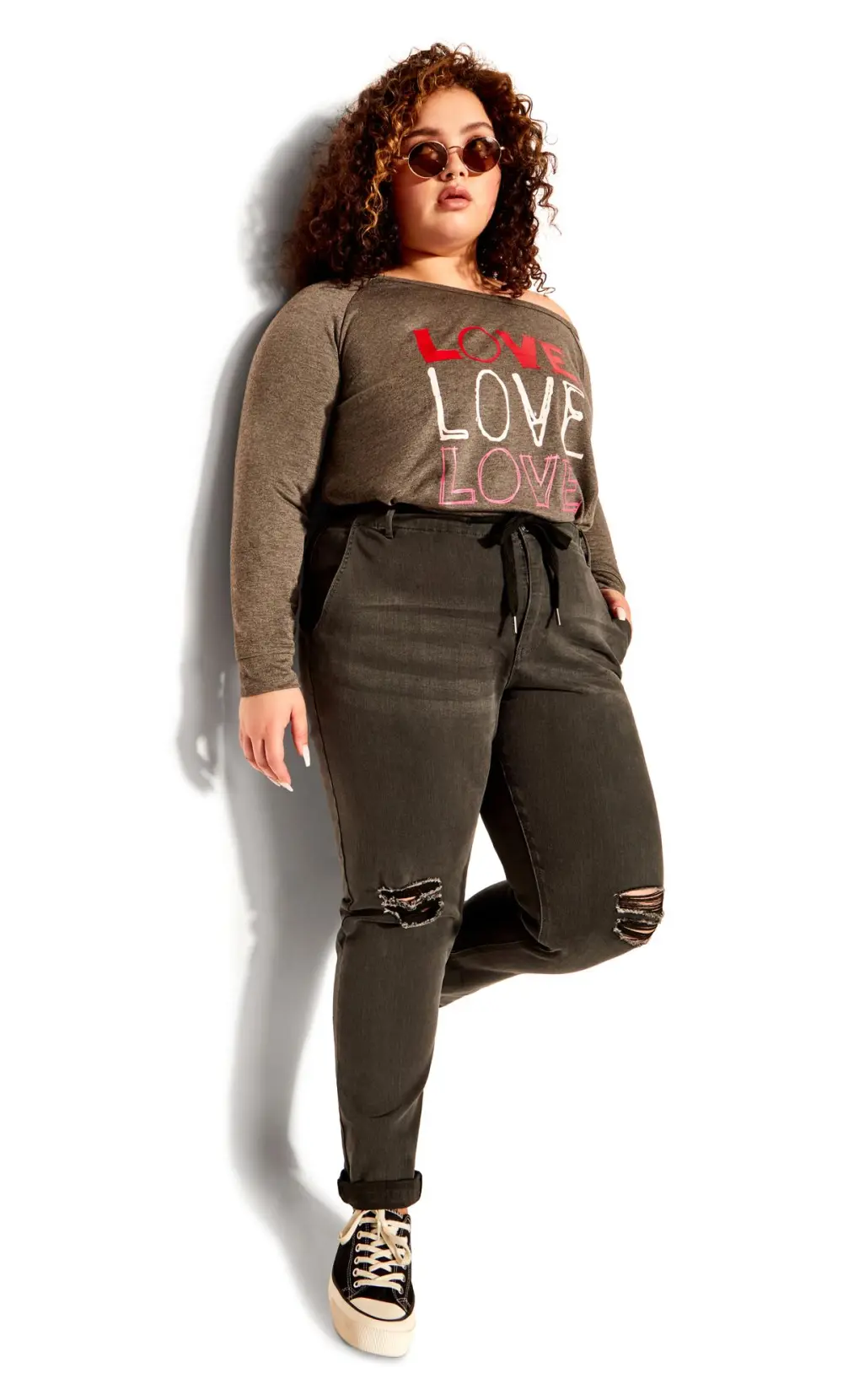 Evans Black Washed Distressed Drawstring Jeans