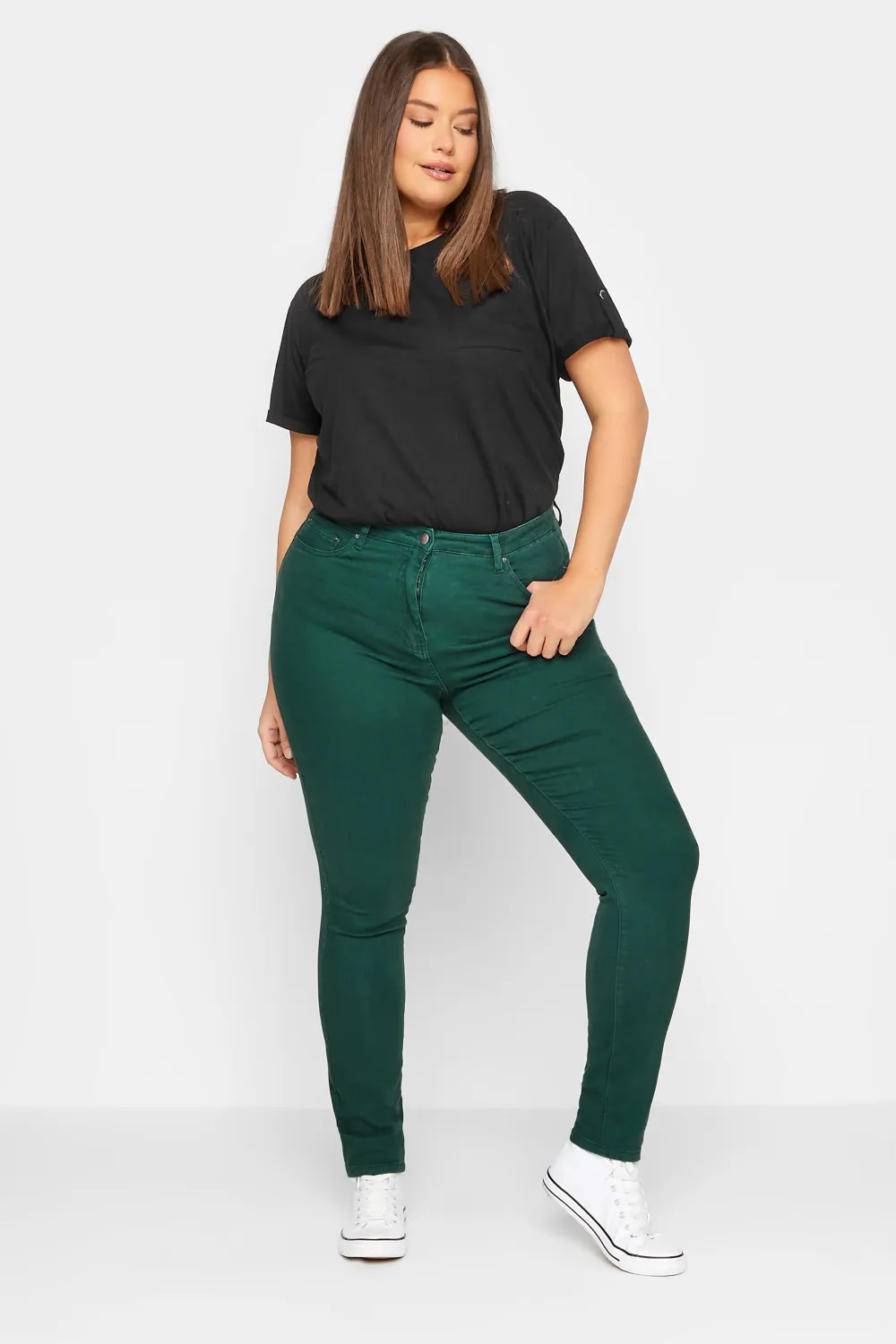 LTS Tall Dark Green AVA Stretch Skinny Jeans