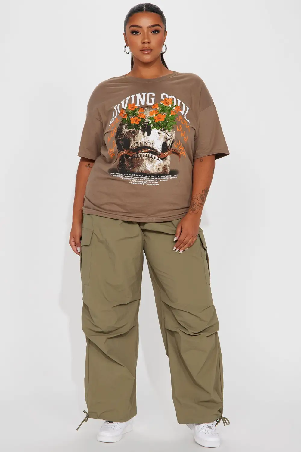 Loving Soul Skull Graphic Tee - Mocha