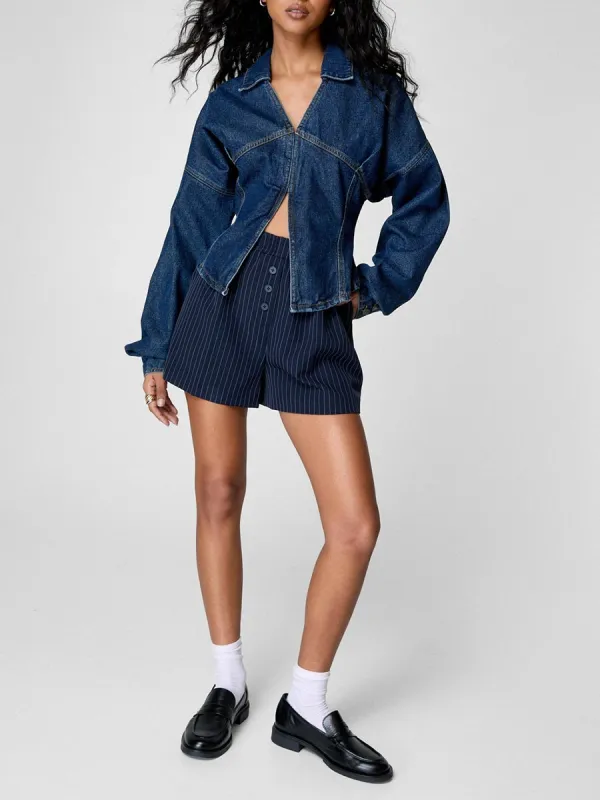 Lady'S Fashionable Denim Shirt