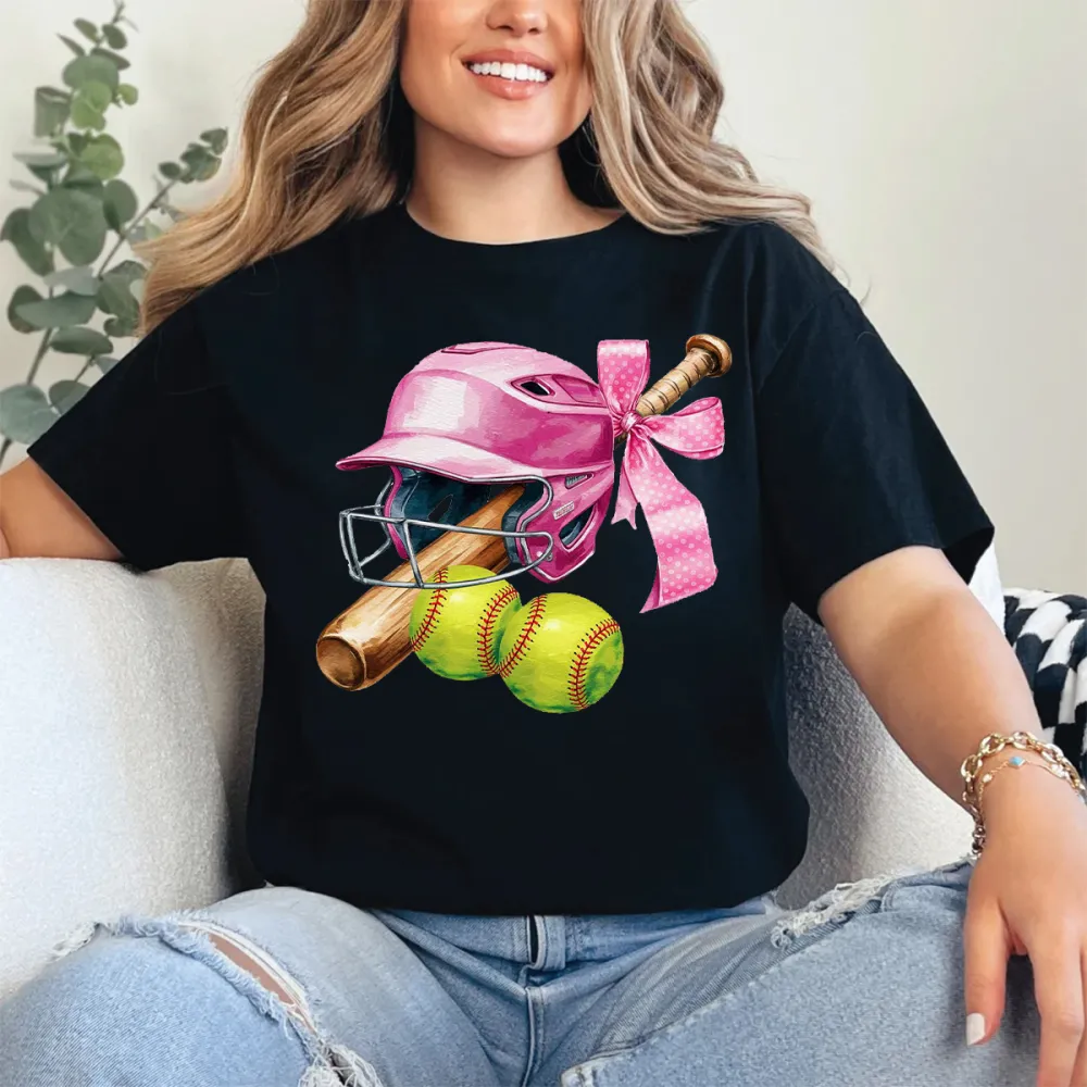 Baseball Season Printed Round Neck Short Sleeve T-Shirt