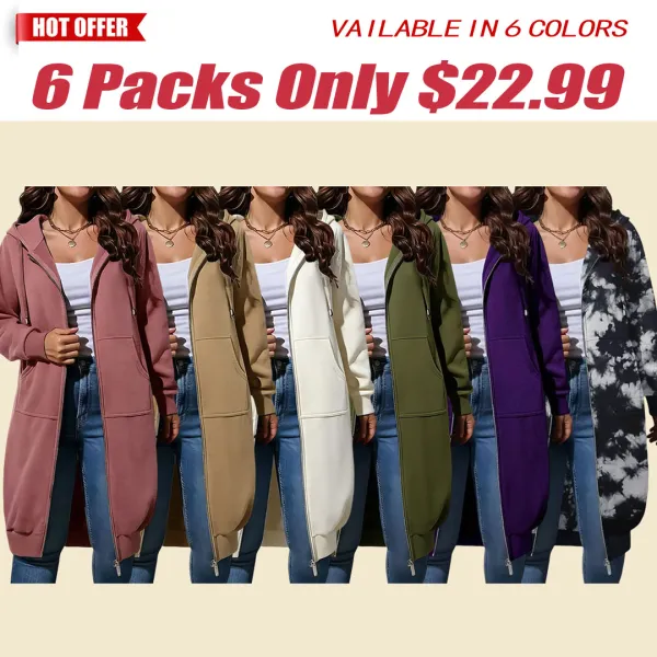 🧥 Women's Longline Zip-Up Fleece Hoodie